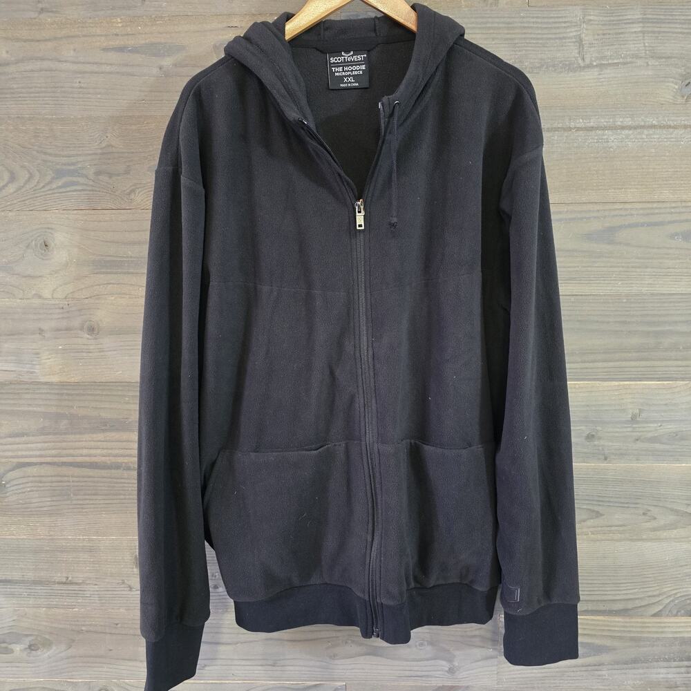 SCOTTeVEST The Hoodie Microfleece XXL Black 21 Pocket Travel Jacket NWT